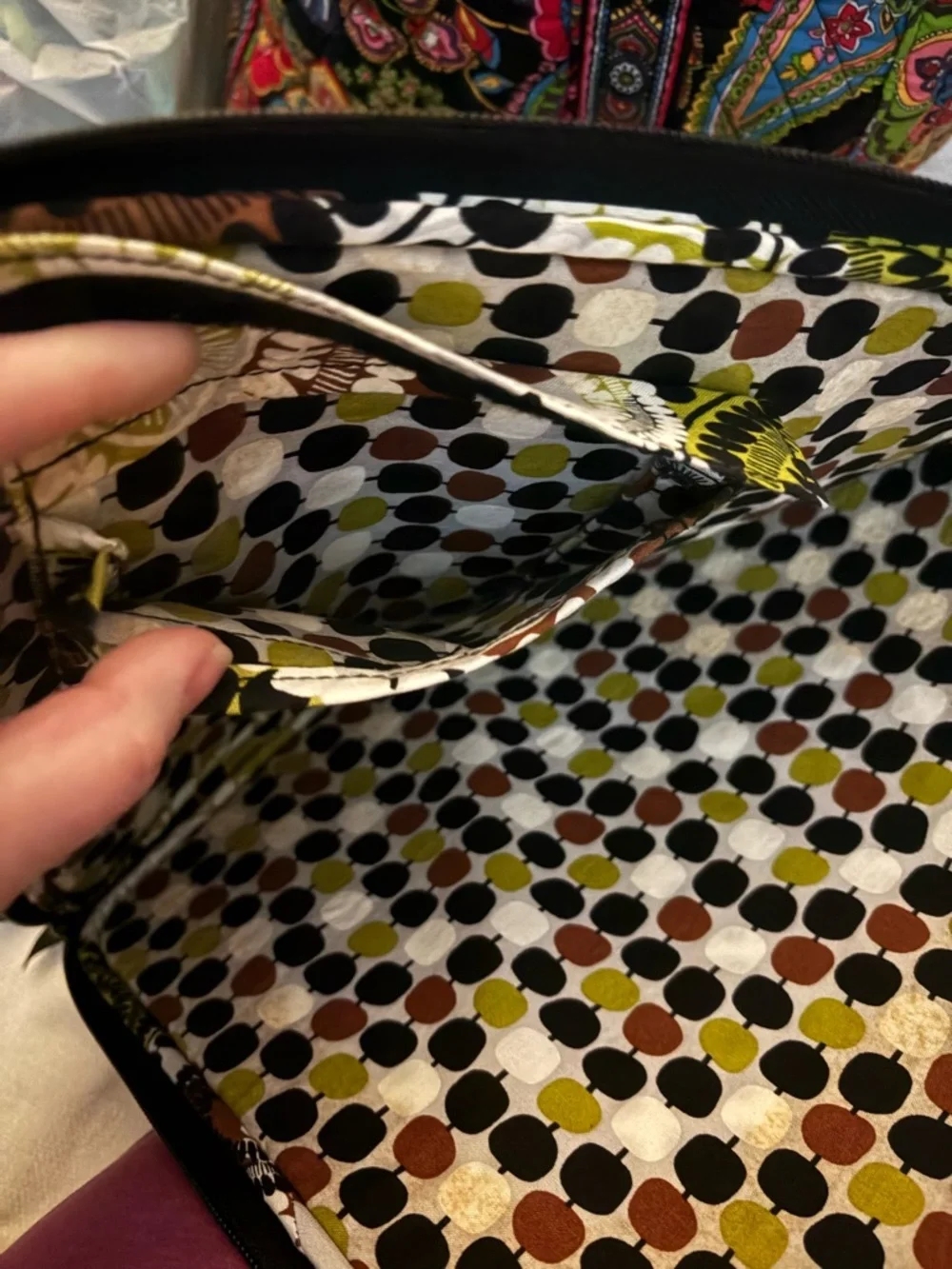 Vera Bradley quilted laptop bag in the Cocoa Moss pattern.